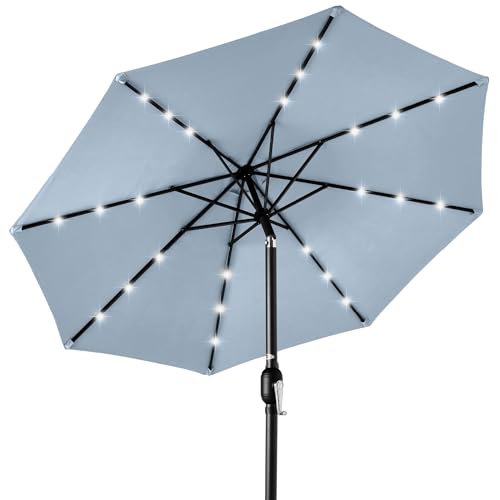 10ft Solar Polyester LED Lighted Patio Umbrella w