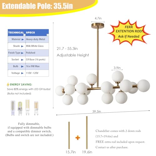 Mid Century Modern Chandelier Gold Linear Sputnik Chandeliers 16