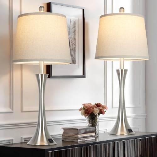 27.5" Silver Table Lamps Set of 2 (2 Count)