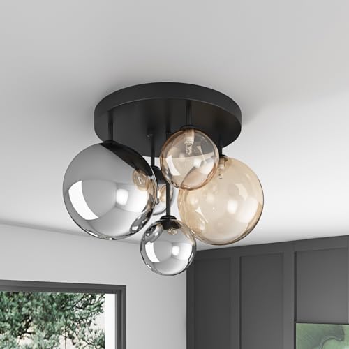 18" 5 Light Black Semi Flush Mount Ceiling Light