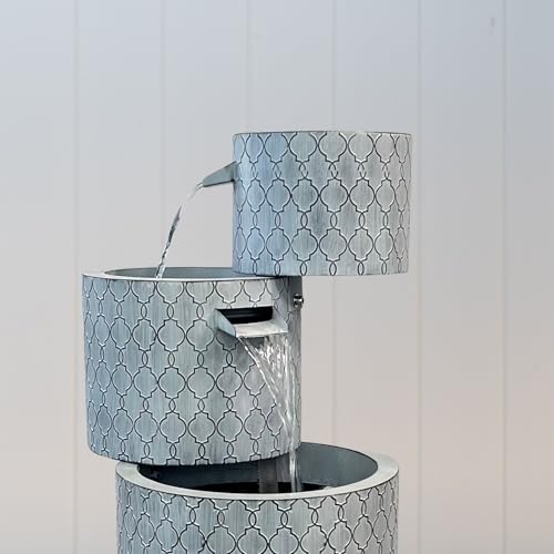 33.5" Zinc Metal Tiered Water Fountain with Planter