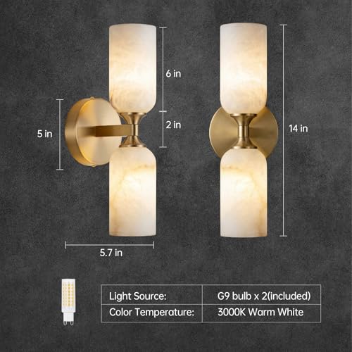 Alabaster Wall Sconces Set of 2 (2 Count)
