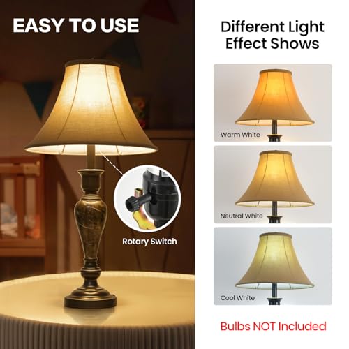 Living Room Vintage Table and Floor Lamp Set of 3 with Brown Shade (3 Count)
