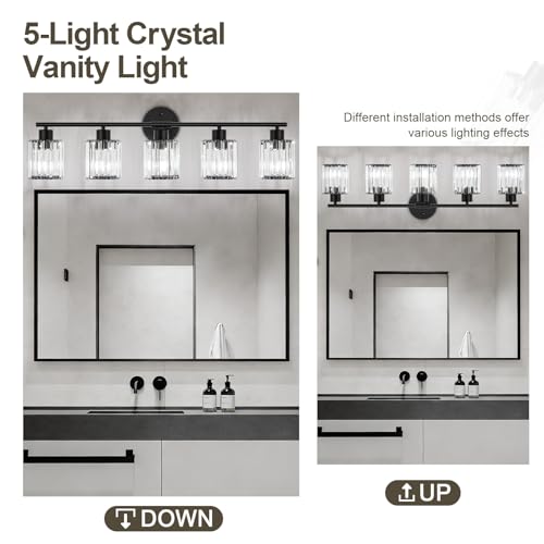 Modern Black Crystal Bathroom Light Fixtures