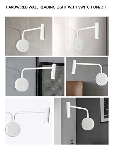 Wall Mounted Reading Light for Bedroom Hardwired Sconce with Switch on