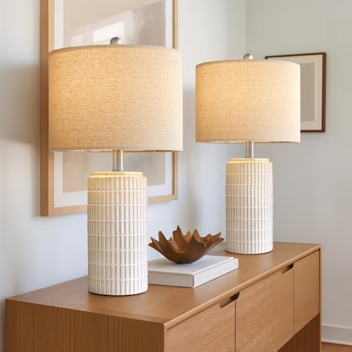 24" Modern Ceramic Table Lamps Set of 2 for Bedroom (2 Count)