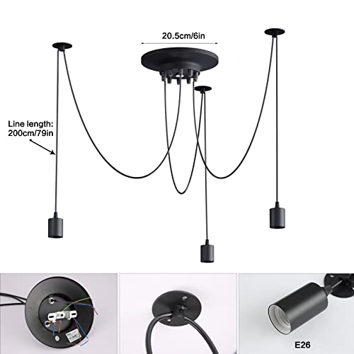 Vintage Edison Multiple Ajustable DIY Ceiling Spider Lamp Light Pendant Lighting Chandelier Modern Chic Industrial Dining Without Romote Control