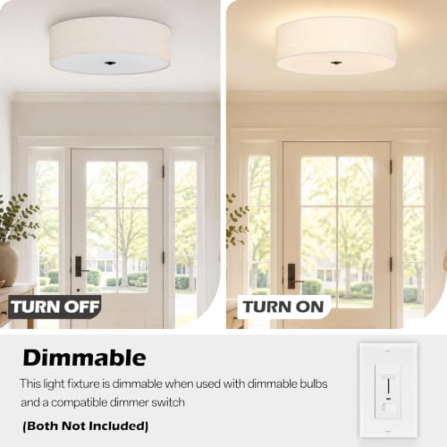 20" Modern Fabric Ceiling Light Black Classic Drum Light Fixture 5