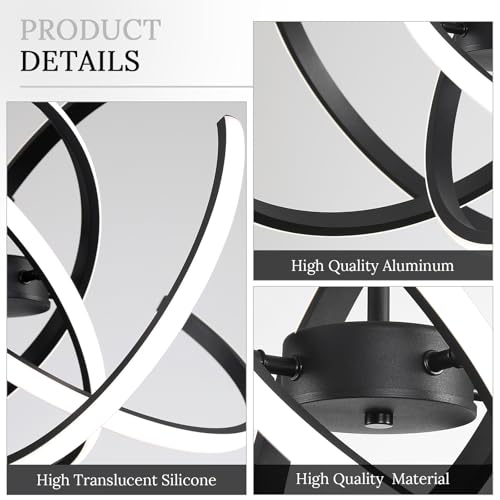 Black Modern Sputnik Chandelier with Remote Control