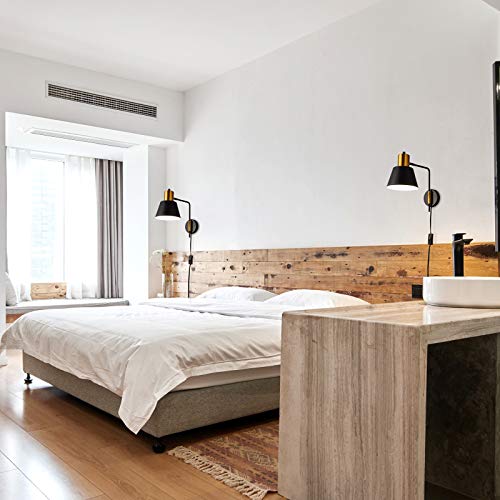 Modern Black Plug in Swing Arm Wall Sconces with Switch