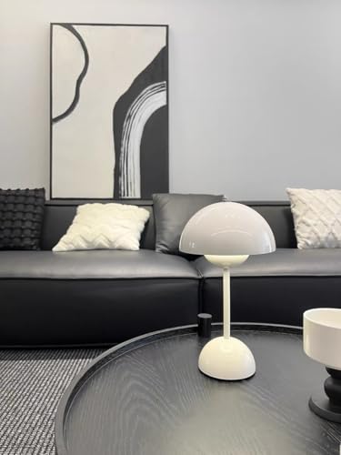 Modern Flower Bud Lamp 12" Cordless Touch Lamp Dimmable 2600mAh Rechargeable Desk Lamp Nordic Minimalist Mushroom Lamp Nightstand Bedside Lamp for Bedroom Living Room