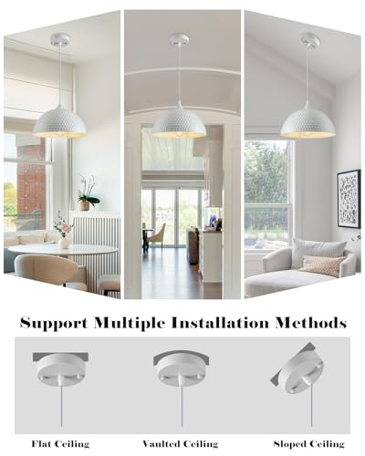 Hammered White Dome Pendant Light 2 Pack (2 Count)