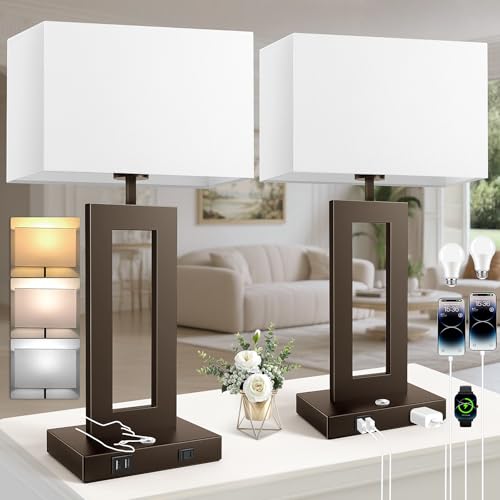 27.2’’ Tall Brown Table Lamps for Living Room Bedroom