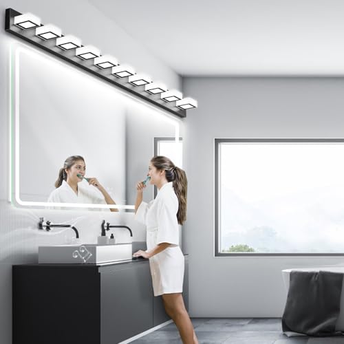 66inch Matte Black Bathroom Vanity Lights Metal Acrylic LED Modern Black Bathroom Wall Lighting Fixtures