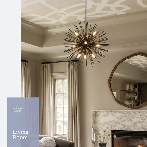 23.6" 9 Light Black Sputnik Chandelier Modern Industrial Adjustable Firework Globe Ceiling Fixture for Living Room