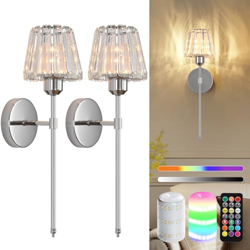 Battery Operated Crystal Wall Sconce Set of 2 (2 Count)