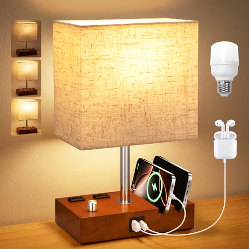 Brown Wood Grain Bedside Lamp