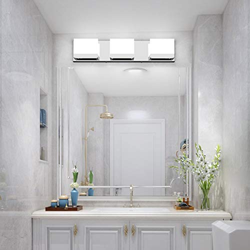 Modern 3 Lights LED Vanity Light for Bathroom Up and Down Chrome Bathroom Wall Light Fixtures Over Mirror
