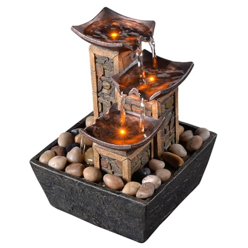 Indoor 3 Tier Tabletop Water Fountain with Soothing Sound