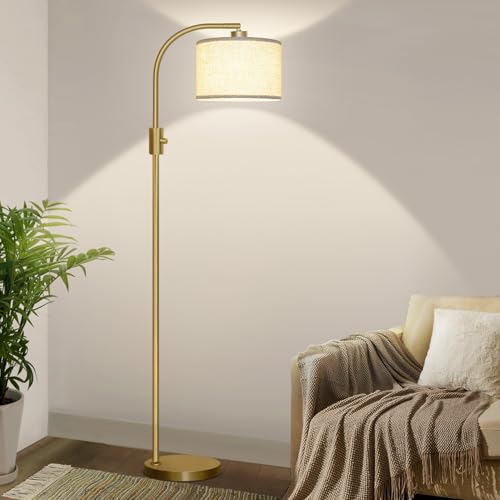 Upgraded Modern Arc Dimmable Tall Standing Floor Lamp with Linen Shade