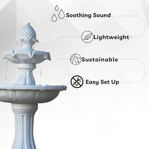 44" 2 Tier Solar Outdoor Water Fountain