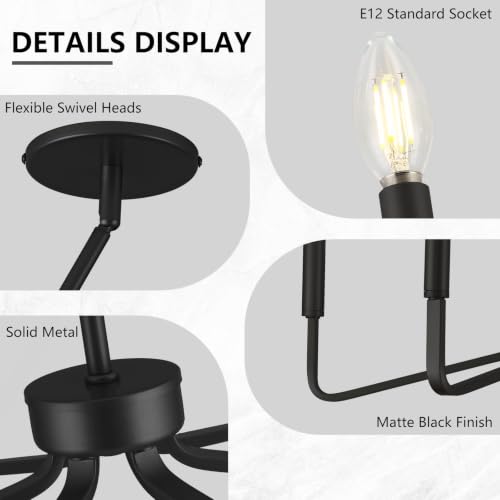 6 Light Black Dining Room Chandelier (6 Count)