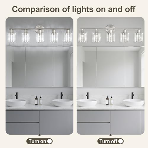 Modern Brushed Nickel Crystal Bathroom Light Fixtures