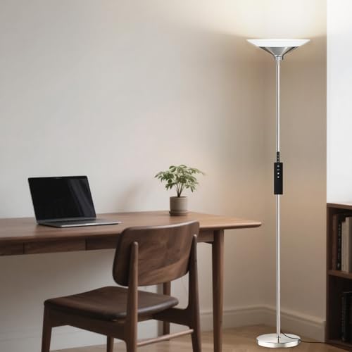 Metallic Silver Torchiere Floor Lamp