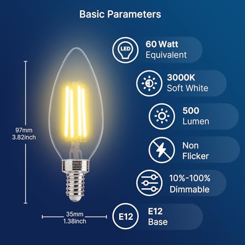 60W Equivalent LED Chandelier Light Bulbs (24 Count)