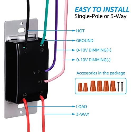 2-Pack 0-10V LED Dimmer Switch, Single-Pole or 3-Way Light Switch (2 Count)