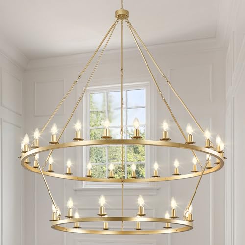 Gold Wagon Wheel Chandelier 2 Tier 53