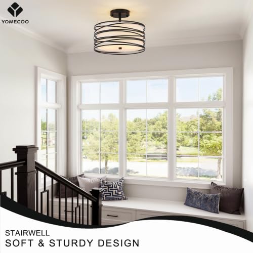 12.2" Black Semi Flush Mount Ceiling Light