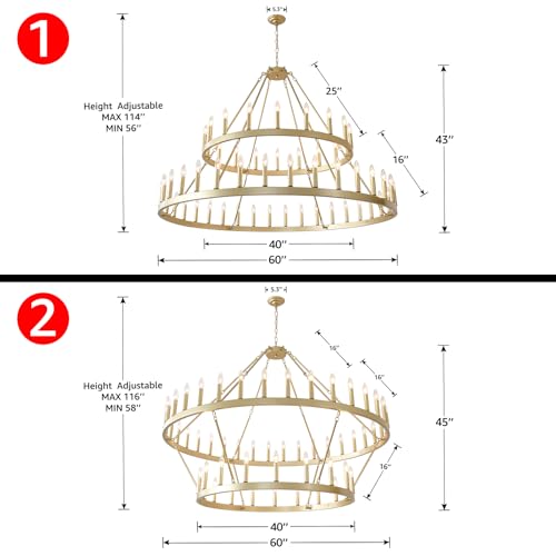 60 Inch Gold Wagon Wheel Chandelier 2