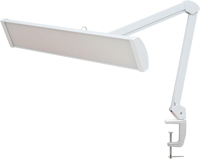 LED Architect Desk Lamp, 4500 Lumens, Dimmable, Metal Swing Arm, 5 Color Temperatures, 50W, Ideal for Task Work, Drafting, Reading, Clamp-on Office Table Lamp with 684 Bright LEDs (White, CCT) - Aura Lighting
