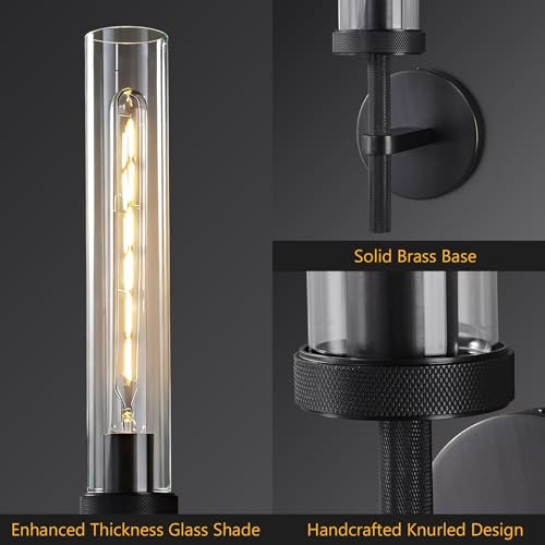 Bathroom Wall Sconces Set of 2 Hardwired Black Sconces