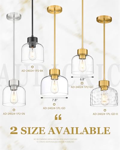 2 Pack 8" Brushed Gold Pendant Lights Kitchen Island