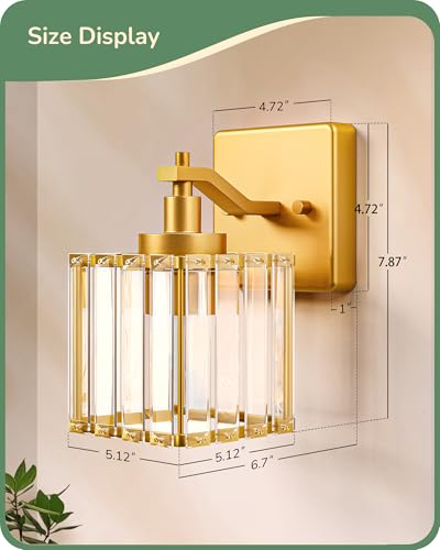 Modern Gold Crystal Wall Sconces Set of 2