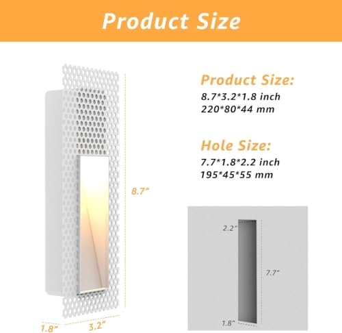 4 Pack Trimless Recessed Step Lights 2W 3000K Stair Light (4 Count)
