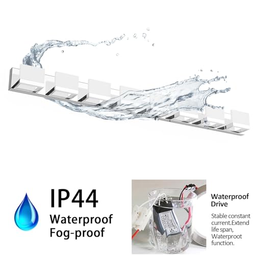 8 Lights Modern LED Chrome Vanity Light for Bathroom Wall Light Up and Down LED Bathroom Light Fixtures Over Mirror