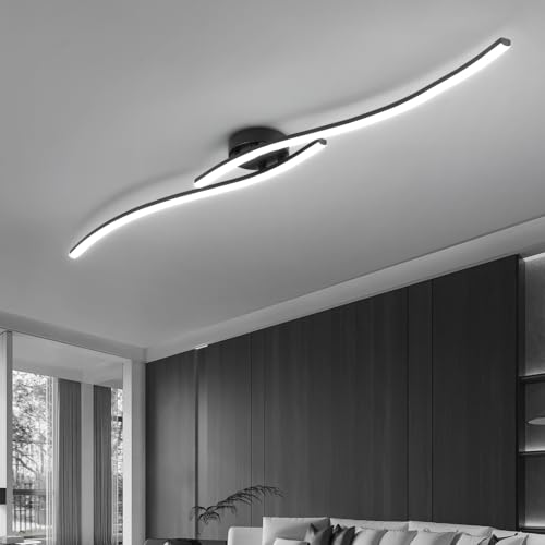 47.24Inch Linear Ceiling Light 6000K Black Modern Ceiling Light Fixture 35W Long Flush Mount Ceiling Lamp for Hallway