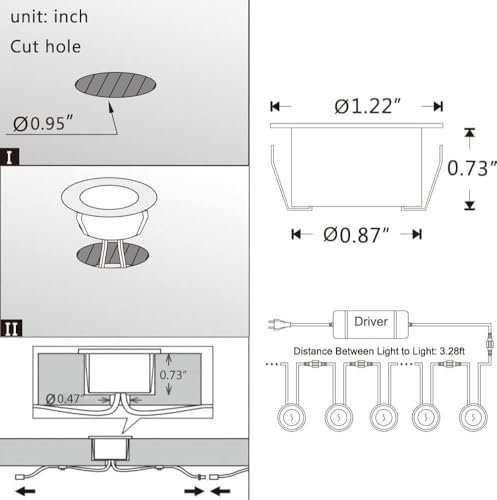 LED Deck Lights Kit Black Shell 50 pcs 1.22 Inch WiFi Smart Phone Control Low Voltage Recessed RGBW Deck Lamp Landscape In