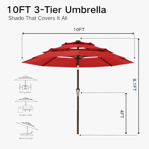 10ft 3 Tier Patio Umbrella