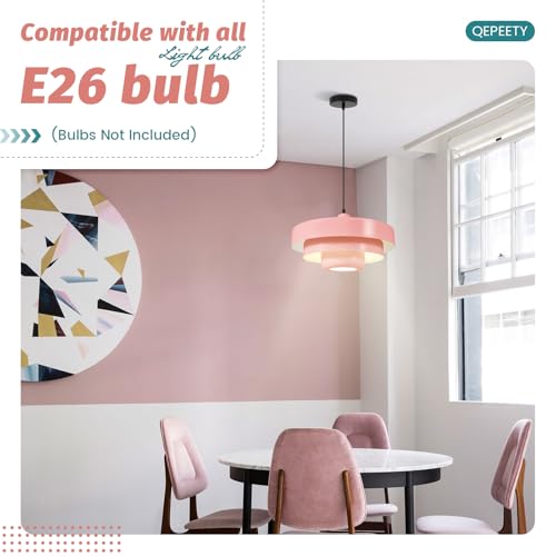 Mid Century Adjustable Pendant Light Pink Ceiling Light Fixture