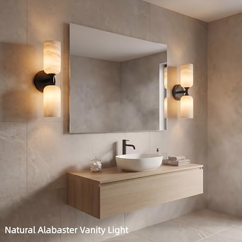 14in Modern Spanish Natural Marble Bathroom Vanity Sconces (2 Count)