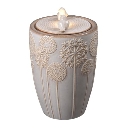 Ivory Ceramic Bird & Dandelion Fountain