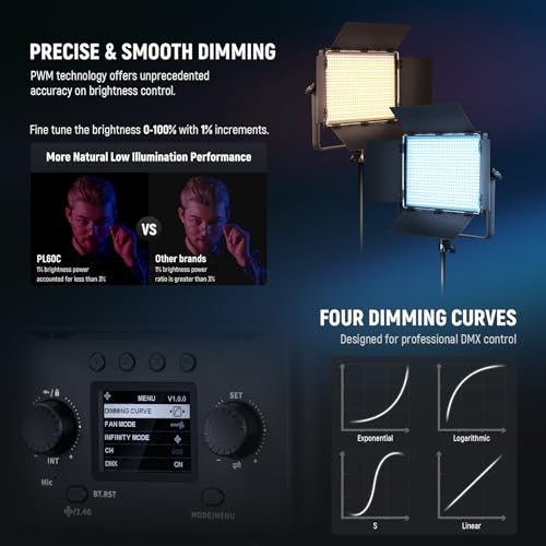 2 Pack PL60C RGB LED Panel Video Light Kit with 6.6ft (2 Count)