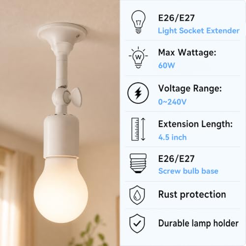 6.7 Inch Light Socket Extender 2 (2 Count)