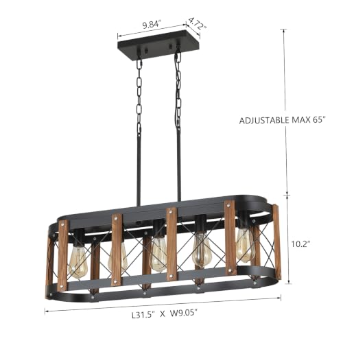 Rustic Farmhouse Wood Kitchen Island Lighting