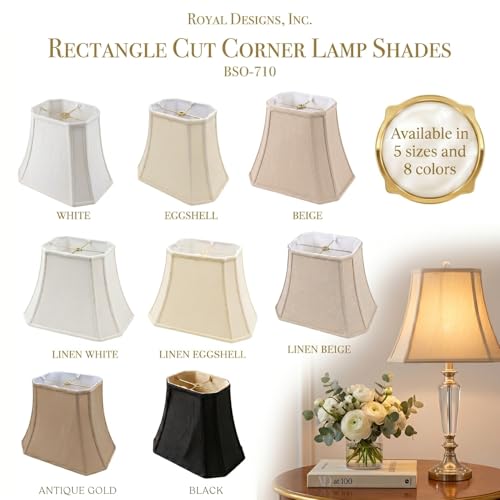 BSO-710-18BLK/GL Rectangle Cut Corner Basic Lamp Shade, (7x10) x (12.25x18) x 13.25, Black with Gold