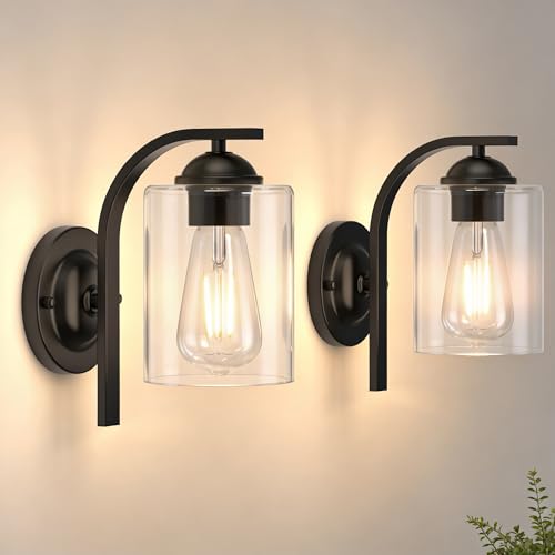 Black Wall Sconces Lights for Bathroom (2 Count)